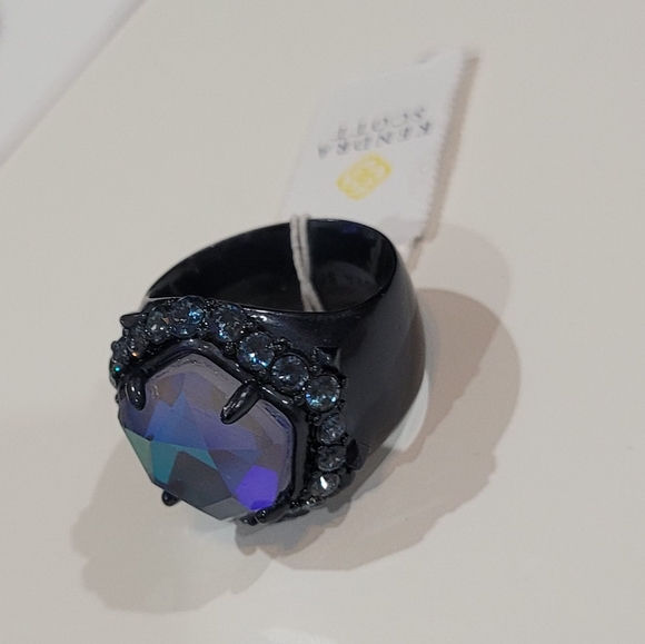 NWT Kendra Scott Statement Ring Indigo Dichroic Navy Gunmetal size 7 - Picture 4 of 7
